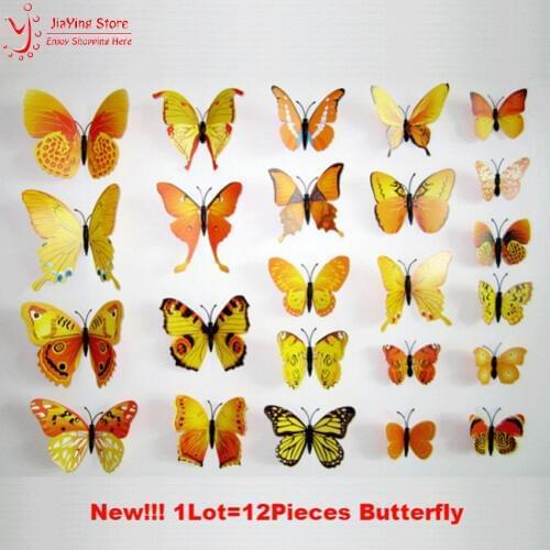 12Pcs/Lot Vinyl 3D DIY Magnetic Toys Butterfly Refrigerator Christmas Magnetic Stickers Fridge For Kids Rooms Wall Sticker
