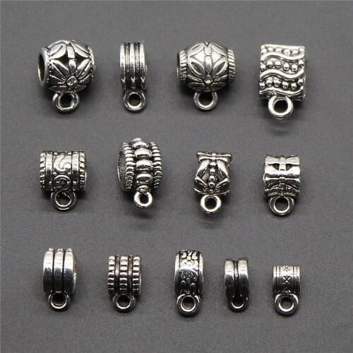 20pcs Bails Beads Charms Connector Jewelry Findings Bails Beads Charms Connector DIY Antique Silver Color