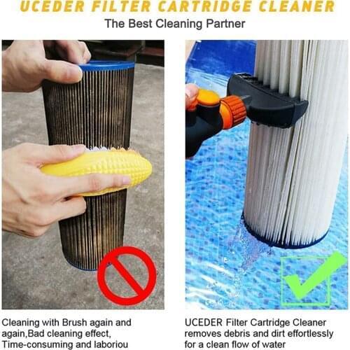 2020 Fashion Pool Filter Element Cleaner Handheld Strainer Cleaning Brush with Water Hose Connector for Swimming Pool Fountain