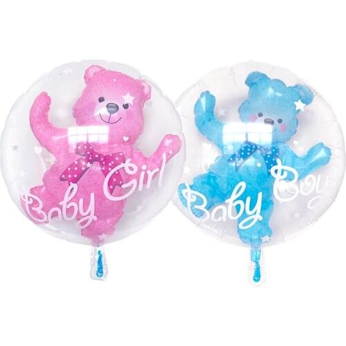 24inch Baby Boy/Girl Bear bubble balloons Pink Bubble Bear Foil bear ballon Birthday Baby Shower Decor Kids Toys Ball in Ball
