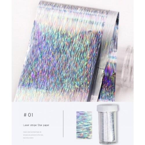 4cm*100cm Long-Gold/Silver Laser Foils Nail Art,Holo Transfer Manicure Iridescence Foils *1Roll