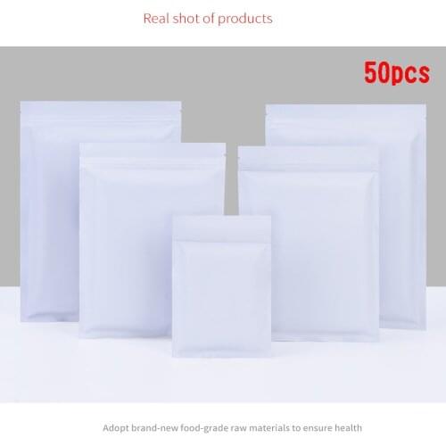White aluminum foil self-contained self sealing bag food packaging bagtea sealing bagmask powdersealing pocketdog food bag 50PCS