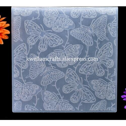 Larger Size Butterfly Plastic Embossing Folder For Scrapbook DIY Album Card Tool Plastic Template 19.8x19.8cm KW7102331