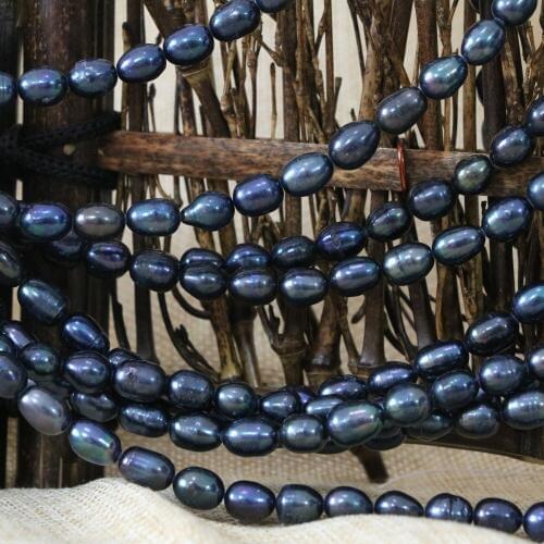Black natural cultured freshwater pearl rice beads charms women wholesale retail loose jewelry making 15inch B1369