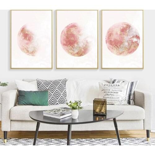 Nordic Moon Phase Art Canvas Painting Rose Gold Print Posters Gallery Modern Wall Art Living Room Decoration Pictures