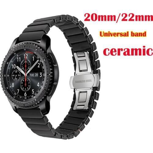 Butterfly Buckle Ceramic band for Samsung Galaxy watch Gear sport gear2 s2 s3 Neo Live Ticwatch E/1/2 strap