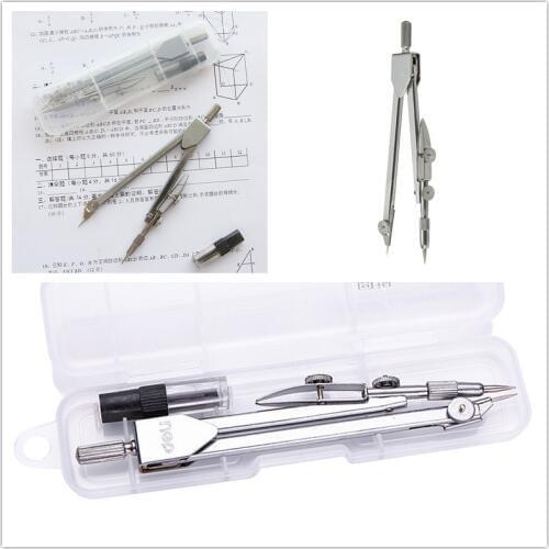 Metal Drafting Tools Drawing Math School Compasses Set with Pencil Refill Stationery Students Educational Tool Supplies