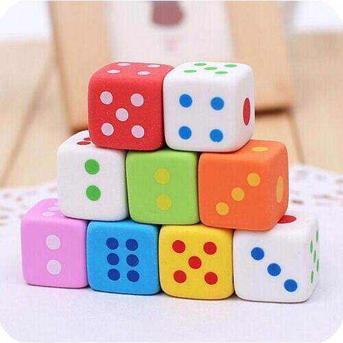 2PCS Kawaii Dice design eraser Candy color pencil erasers rubber Toys Stationery School Office Kids Supplies (tt-3064)