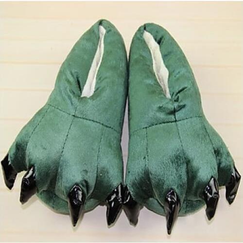 Cute Dinosaur Green Cotton Animal Slippers Paw (Kid:21cm,Femal:26cm,Male:31cm)