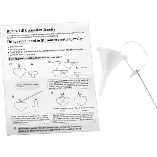 MJK001 Urns Necklace For Ashes Memorial Pet Human Cremation Jewelry Funnel Fill Kit With Specification