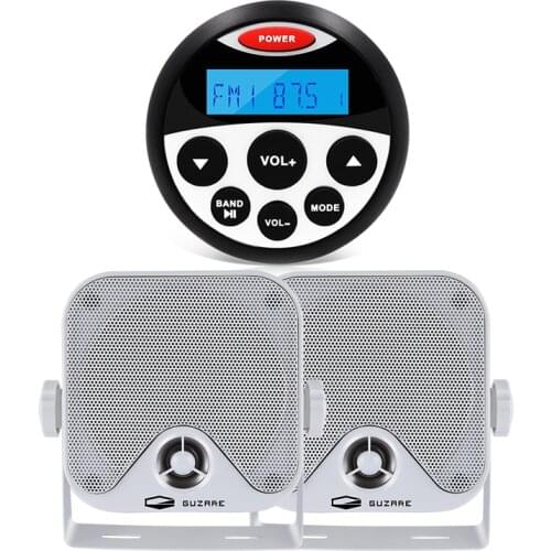 Marine Bluetooth Stereo Boat Audio System Radio FM AM Receiver Car MP3 Player+4inch Marine Waterproof Speaker For RV ATV Pools