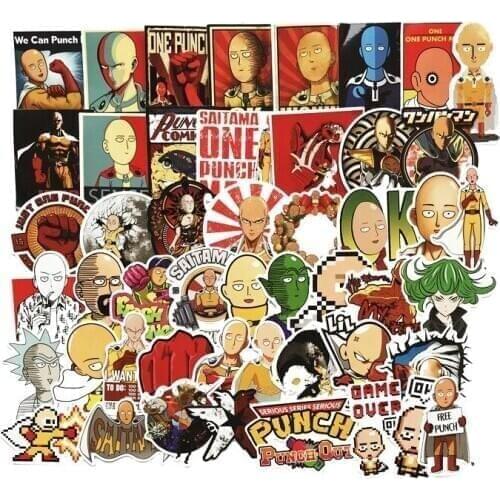 50Pcs ONE PUNCH-MAN Japanese Anime Stickers For Car Laptop Phone Skateboard Motorcycle Cartoon Guitar Waterproof Kids Sticker