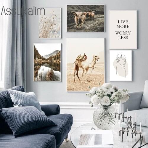 Autumn Forest Landscape Painting Nature Wall Art Canvas Poster Plant Hay Art Prints Nordic Wall Posters Scandinavian Home Decor