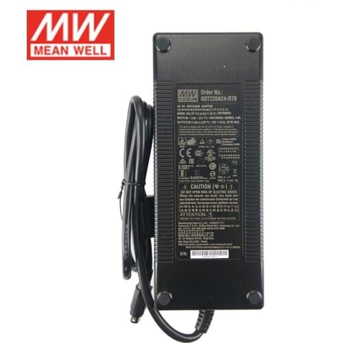 MEAN WELL GST220A24-R7B Level VI Desktop Adapter 110V/220V AC to 24V DC 9.2A 221W Meanwell Adaptor Power Supply Power DIN 4Pin