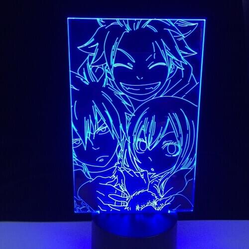 Natsu Dragneel and Erza Scarlet Touch Sensor Nightlight for Kids Bedroom Decor Desk 3d Lamp LED Night Light Anime Fairy Tail