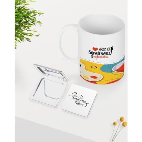 Personalized Best Teacher White Mug Mirror Set-4