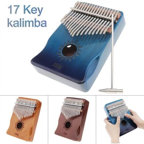 17 Keys Kalimba Thumb Finger Piano Glossy Surface Mahogany with Hand Guard Mbira Musical Instrument