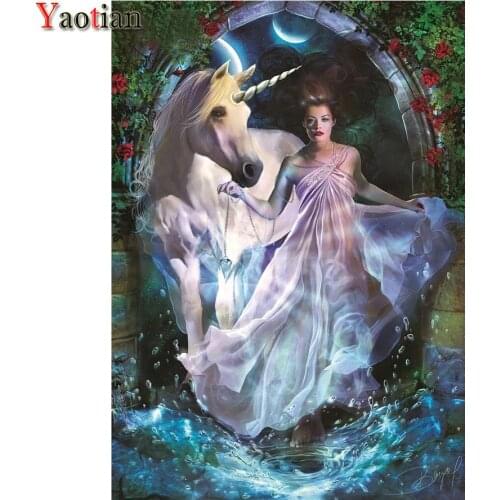 Full Round square 5D DIY Diamond Painting Beauty and unicorn Diamond Embroidery Hobbies And Crafts Kit Mosaic Decorations Home