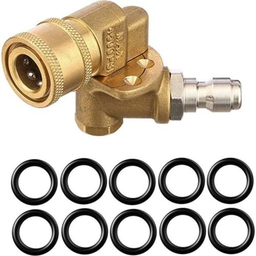 1/4 in Quick Connect Pivoting Coupler Gutter Cleaner Attachment 180 Degree 5 Angles 4500 PSI 10pcs O-Rings Pressure Wash Nozzle