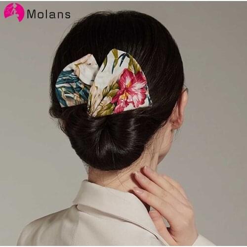 Molans Deft Bun Fashion Print Hair Bands Ties Women Knotted Wire Headband Hairband Ponytail Holder Hair Styling Hair Accessories
