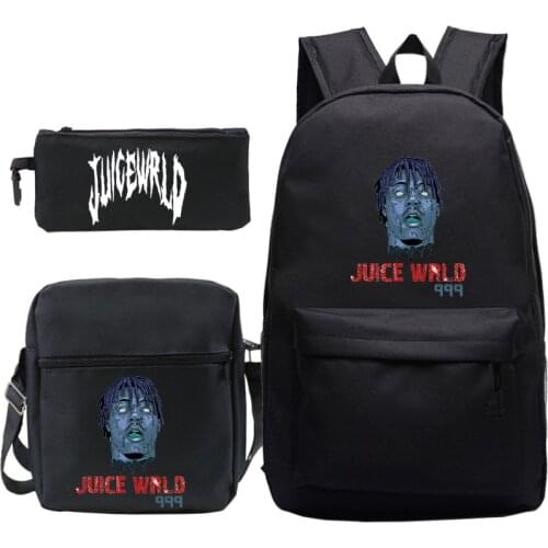 Rapper Juice Wrld Backpack Boys Girls Schoolbag Childrens Bookbag Teens Book Knapsack Travel Bagpack 3pcs Set Laptop Rucksack
