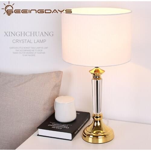 SeeingDays Modern Simple Fashion European Style Crystal Table Lamp For Bedroom Bedside Lamp Night Light E27 220v 110v
