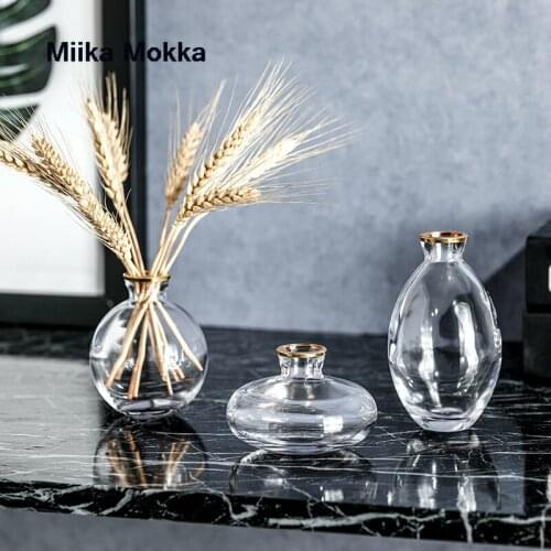 3pcs Modern Glass Vase Home Small Hydroponic Plant Glass Bottle Living Room Decoration Dried Flower Decoration Flower Vase