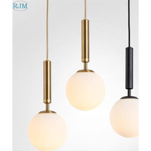 Nordic Modern Glass Ball Led Pendant Lights Creative Personality Single Head Hang Lamps Living Room Bedroom Bar Restaurant Light