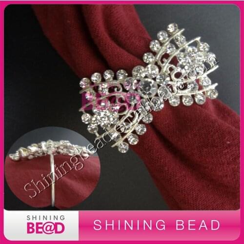 Wedding bow shape rhinestone napkin ringe decor,free shipping