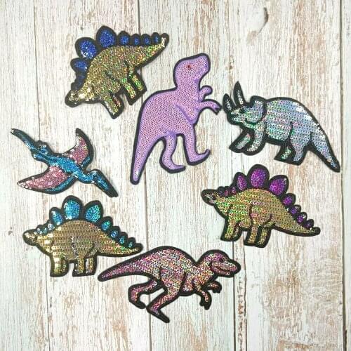 Sequin embroidery dinosaur animal cartoon patches EE-3
