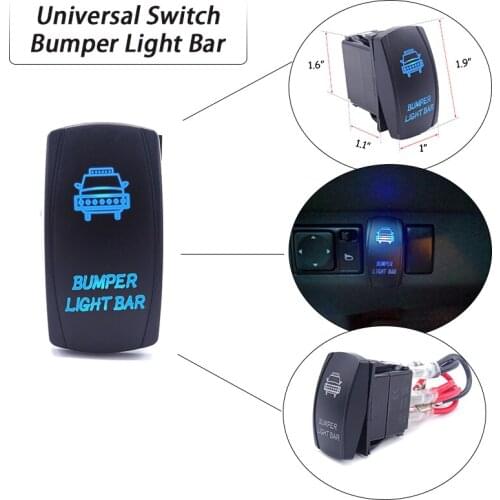 Universal 5 Pin 12V 24V "Bumper" Blue Light Backlit ON/OFF Rocker Toggle Switch For KAWASAKI Mule 1000 3000 Chevrolet Ford RAM