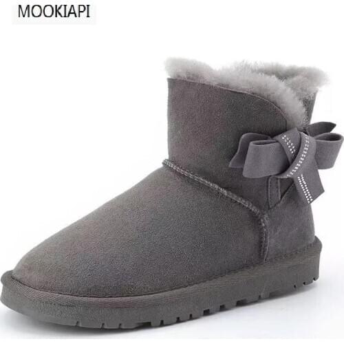 2019 Chinese brand womens shoes, real sheepskin, 100% natural wool, high quality lace up womens snow boots, free delivery