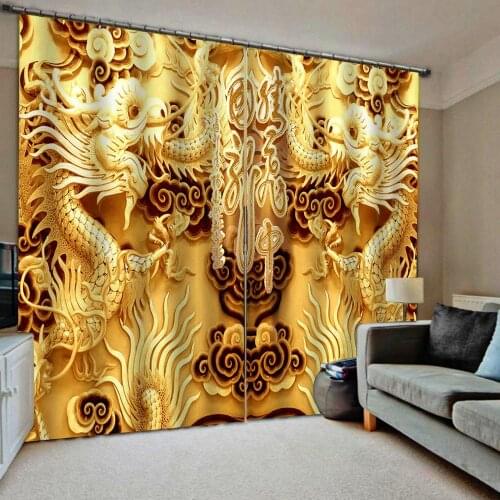 Golden curtains 3D Blackout Curtains Living Room Bedroom Hotel Window curtains Decoration curtains