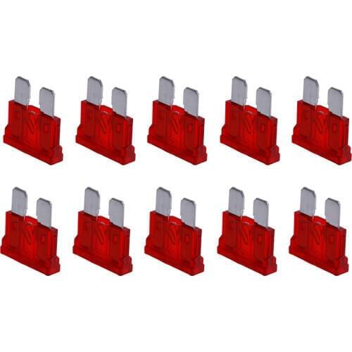 10Pcs Blade Fuses Standard 10AMP Red 10A Flat Fuse Car Motorcycle Bike Van Auto L15
