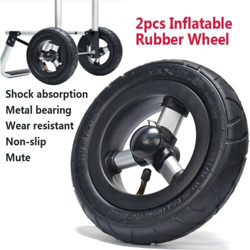 16%,2pcs 20cm Inflatable Rubber Wheel for Shopping Cart Luggage Wear Resistant Non-slip Damping Wheels Thickness/4.6cm