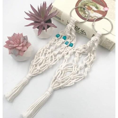 3Pcs Flowerpot Net Bag with Ring Hanging Plant Stand Hook Basket Decoration for Outdoor Ceiling Balcony