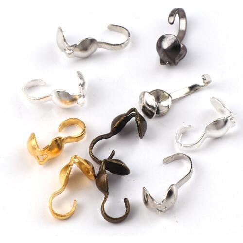 4mm Crimp Beads Cove Clasps Hook Cord End Caps String Ribbon leather Clip Foldover DIY Ball Chain Connectors Jewelry Findings