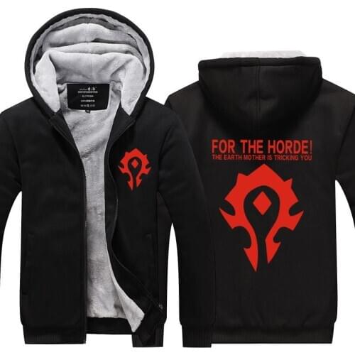 Alliance Horde Winter Warm Jackets Men World Of Warcraft Fleece Mens Hooded Sweatshirts Game Dota 2 Mens Thicken Zipper Coats