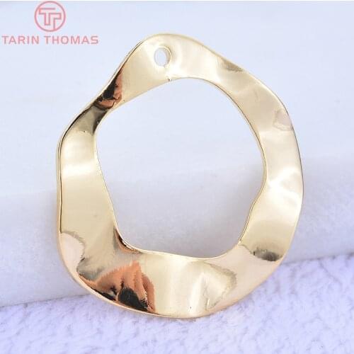 6PCS 23.5x22MM 24K Gold Color Plated Brass Hollow Irregular Charms Pendants High Quality DIY Jewelry Making Findings