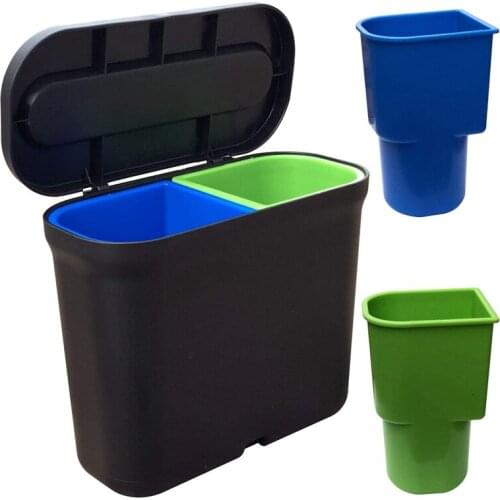 Car Trash Can with Lid, Car Cup Holder Trash Can 3 in 1 Multi-Function Car Trash Bag Car Trash Can Mini Office Trash Can