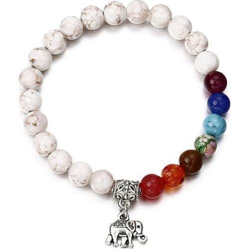 Chakra Bracelet Animal Elephant Bracelet Bangle Men Lava Healing Balance Beads Prayer Natural Stone Bracelets For Women Gift