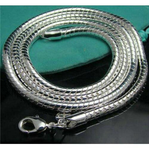 Cn5 4 MM Snake Mens Necklace Chain, Wholesale Lots Fashion Jewelry S925 Sterling Silver color Jewelry Necklaces & Pendants