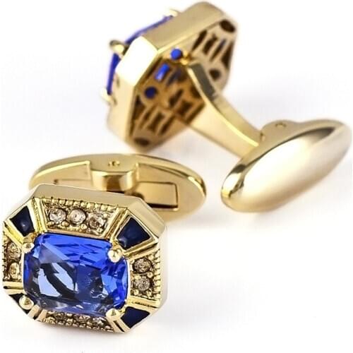 French Cufflinks Mens Unisex Gifts Daily Banquet Wedding Suit Shirt Buttons Classic Trendy Blue Crystal Business Cuff Links