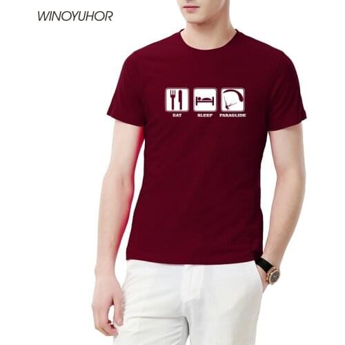 Summer Cool Printed Short Sleeve T-shirt Cotton Funny Eat Sleep Paragliding T Shirt Men Tops Tees Sporting Clothing