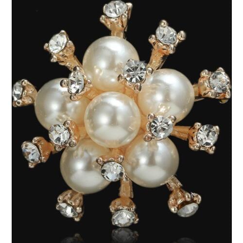 Hot Sale wholesale 20pcs/lot 3.1cm Wedding diamond Button rhinestone with pearl crystal Button DIY hair garment Accessories YF44