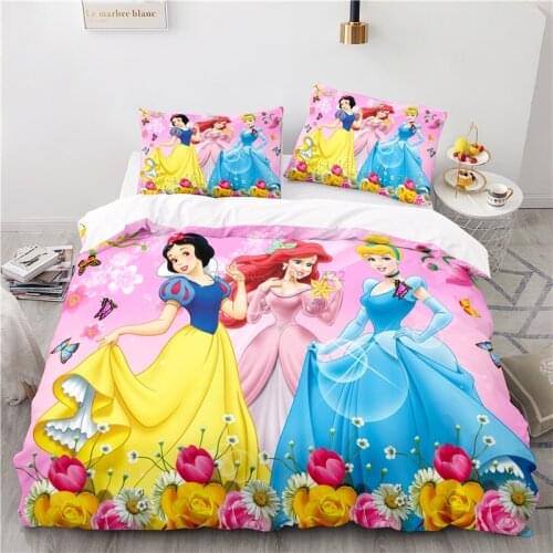 Disney Princess Snow White Cinderella Aurora Bedding Set Print Duvet Cover Sets Pillowcase Home Textile Adult Children Bed Sets