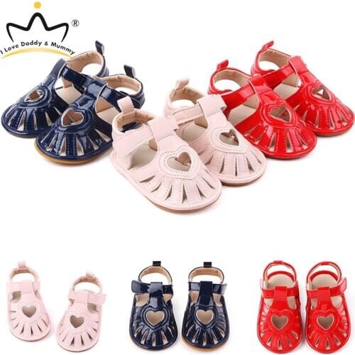Summer Love Heart Baby Shoes Soft PU Leather Sandals Anti-slip Rubber Sole Baby Girl Sandals Girls Toddler Shoes Sandales