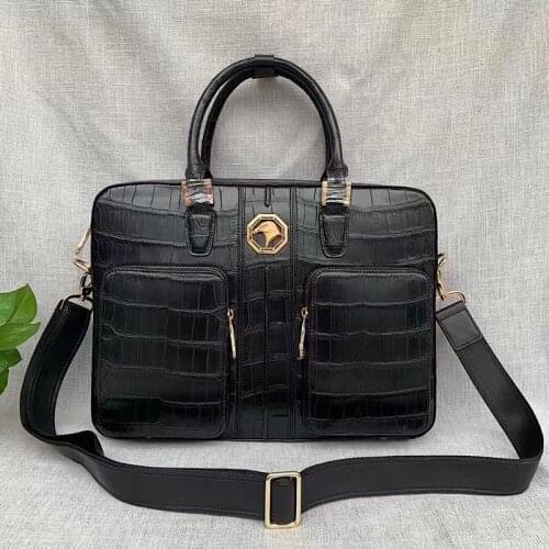 Hand Made Best Fashionable Luxury Exotic Style Brown Mens Briefcase Brand Bags Crocodile Leather Bag