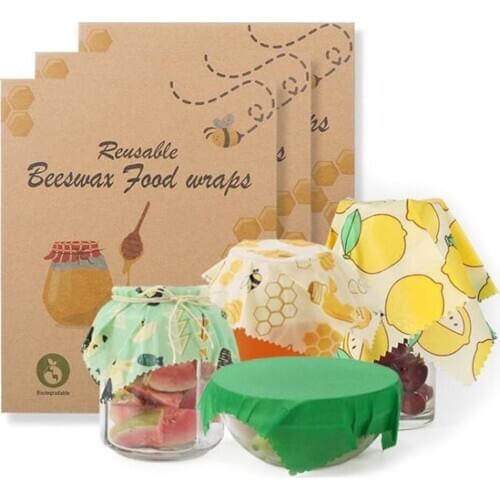 Reusable Beeswax Cloth Wrap Food Fresh Bag Lid Cover Stretch Lid Jungle Party Bees Wax Wrap