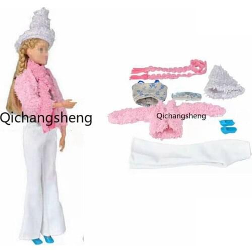 Fashion Pink 11.5" Doll Outfits For Barbie Clothes Winter Coat Jacket Pants Scarf Shoes Hat Belt 1/6 BJD Dollhouse Accessories